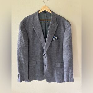 Profilo Joe Men’s Slim Fit Suit Jacket Linen Blend Grey Size 48 R